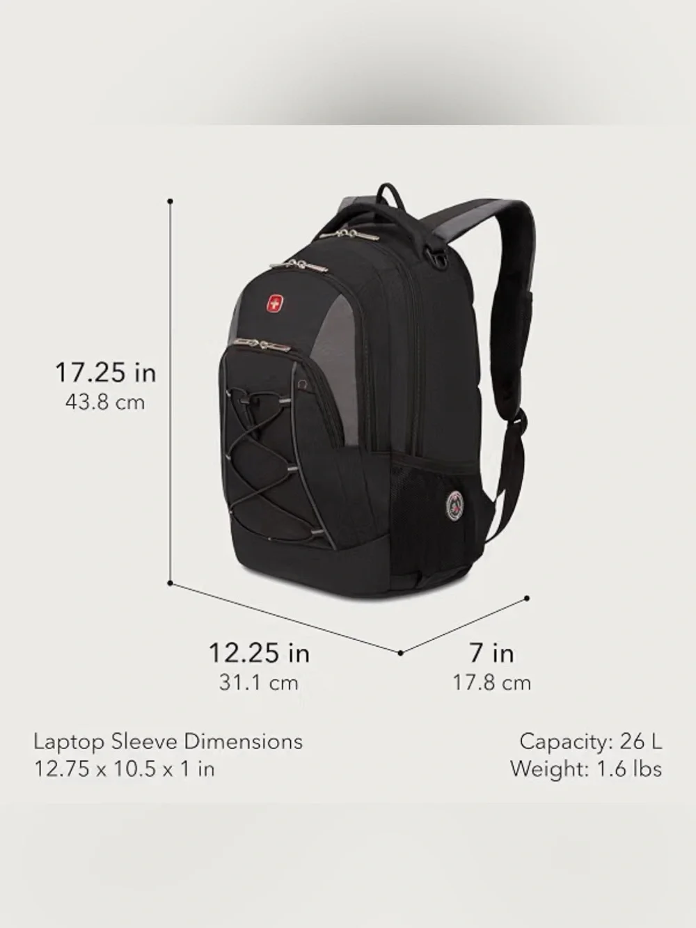 SwissGear Black and Gray Everyday Travel Backpack